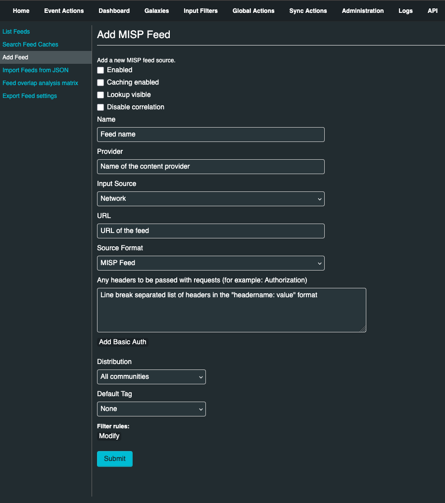 Threat intelligence feeds